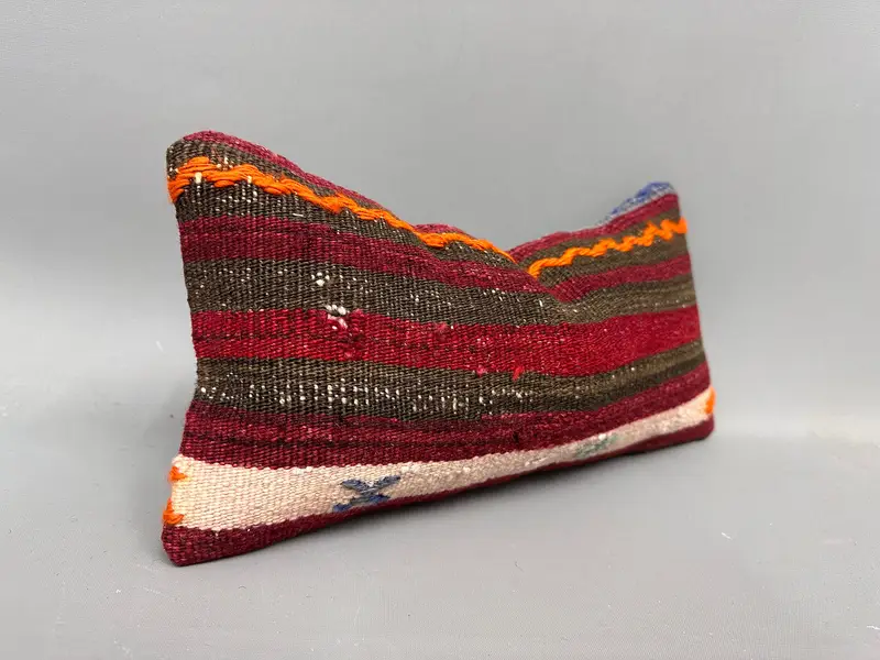 Kilim Pillow, Oriental Cushion Case, Boho Chic Pillow Case, Home Decor Pillow, 8x16 Red Pillow, Cushion, Ethnical Kilim Rug Pillow - 2