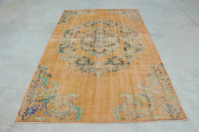 5.3x9.1 ft Rug, Large Vintage Rug, Orange Oushak Oriental Rug - 1