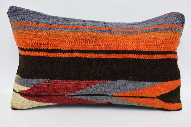 Vintage Red Pillow Sham, Geometric 12x20 inch Antique Cushion Cover - 1