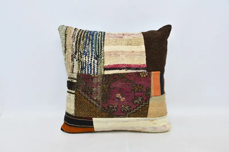 28x28 Beige Cushion Case, Christmas Pillow Sham, Cushion, Armchair Pillow, Antique Pillows, Pillow for Couch, Art Deco Pillow, Vintage Kilim Pillow - 1