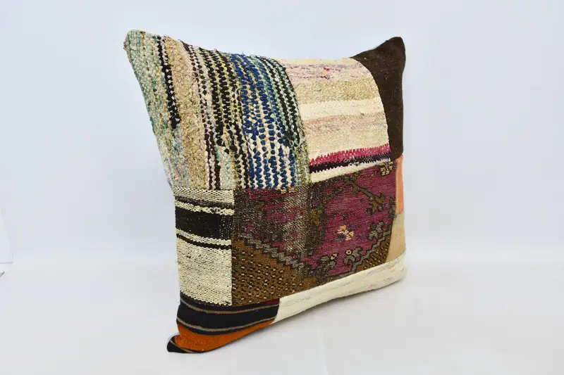 28x28 Beige Cushion Case, Christmas Pillow Sham, Cushion, Armchair Pillow, Antique Pillows, Pillow for Couch, Art Deco Pillow, Vintage Kilim Pillow - 3
