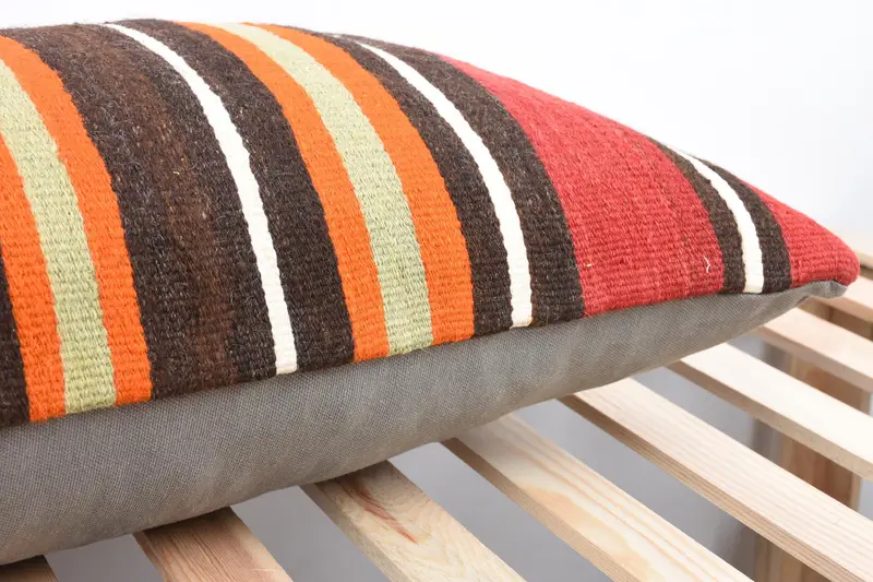 Turkish Pillow, Pillow Sham, Ethnical Kilim Rug Pillow, 16x36 Red Pillow Case, Boho Pillow, Neutral Throw Pillow Case - 7