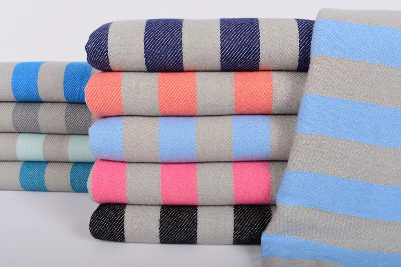 Personalized Coral Striped Turkish Bath Towel, 70x40 Inches, Organic Cotton