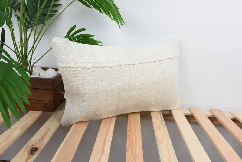 12x20 White Pillow, Antique Pillows, Car Pillow Case, Vintage Kilim Throw Pillow, Cushion Case, Turkish Corner Pillow Sham, Boho Pillow Sham Cover - 4