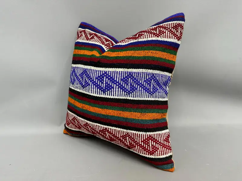 Pillow for Sofa, 18x18 Blue Pillow, Bohemian Cushion Pillow Case, Interior Designer Pillow, Gift Pillow, Custom Pillow Case, Pillow Case - 3