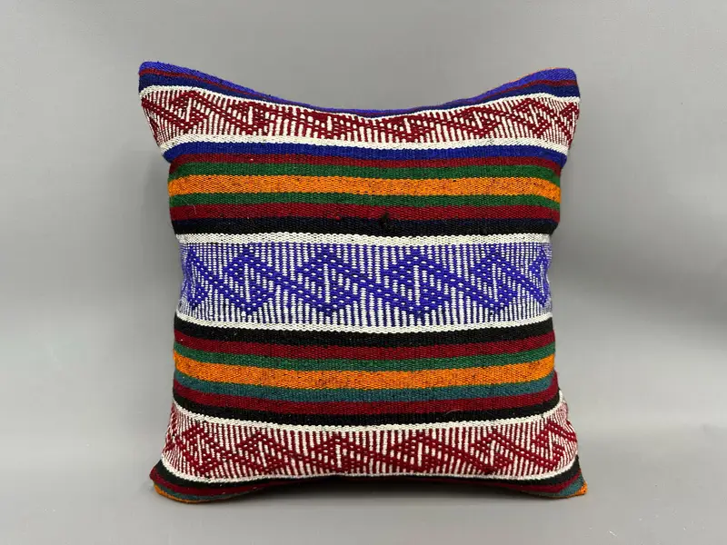 Pillow for Sofa, 18x18 Blue Pillow, Bohemian Cushion Pillow Case, Interior Designer Pillow, Gift Pillow, Custom Pillow Case, Pillow Case - 4