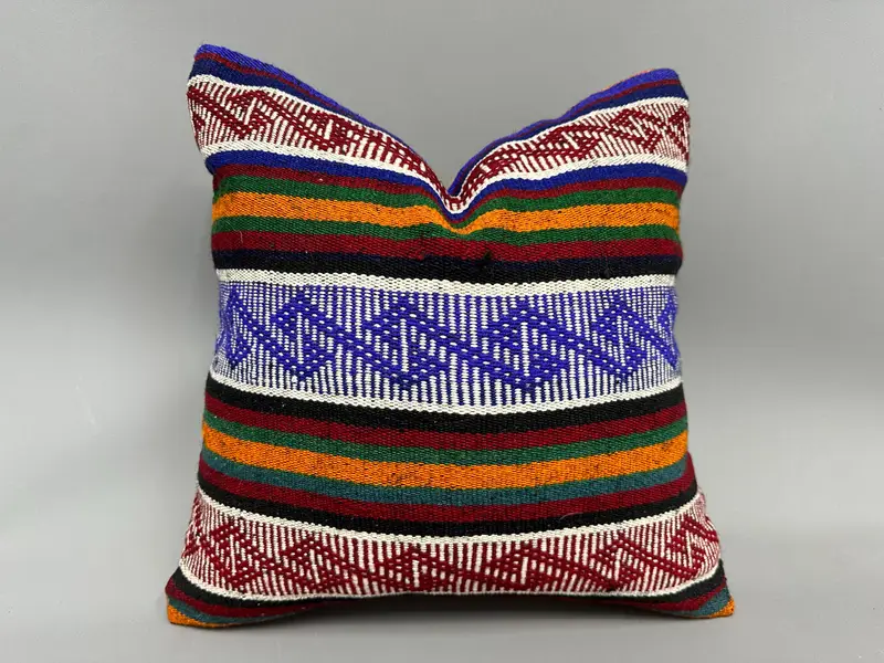 Pillow for Sofa, 18x18 Blue Pillow, Bohemian Cushion Pillow Case, Interior Designer Pillow, Gift Pillow, Custom Pillow Case, Pillow Case - 1