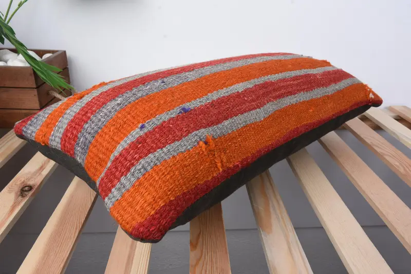 Cushion Cover, Throw Kilim Pillow, Car Cushion, Kilim Pillow Cover, Aesthetic Cushion Case, Muted Cushion, 12x24 Red Pillow Case, Antique Pillows - 6