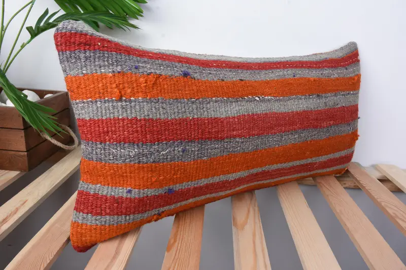 Cushion Cover, Throw Kilim Pillow, Car Cushion, Kilim Pillow Cover, Aesthetic Cushion Case, Muted Cushion, 12x24 Red Pillow Case, Antique Pillows - 5
