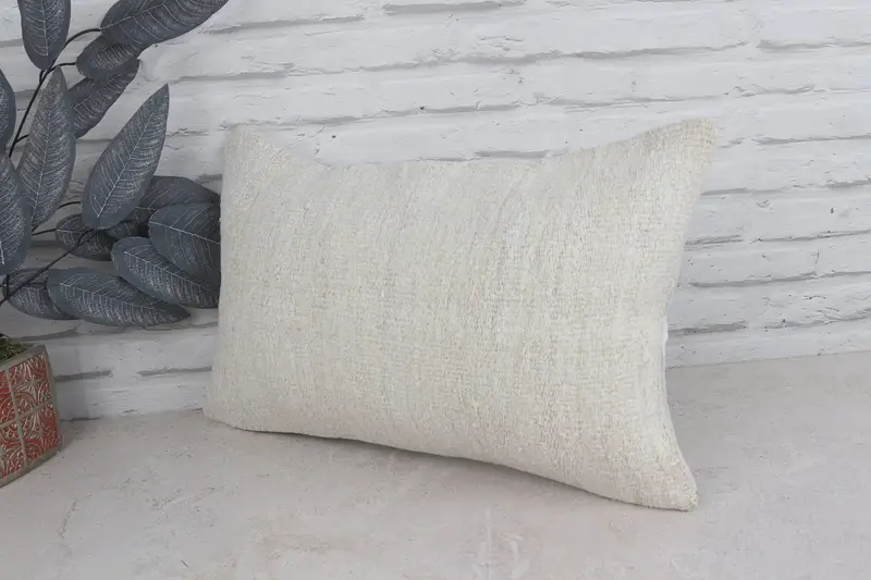 Kilim Pillow, 12x20 White Cushion Cover, Square Throw Pillow, Kilim Cushion Sham, Gift Pillow, Pillow Case, Boho Throw Pillow Sham - 4