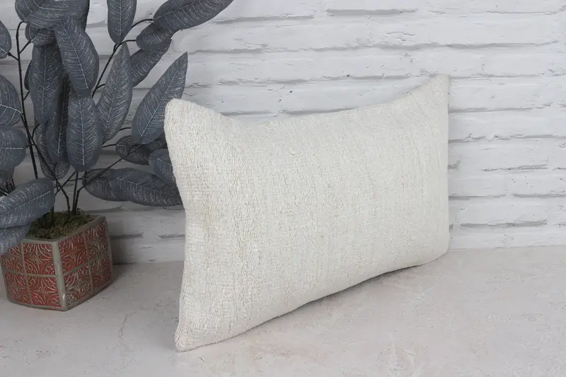 Kilim Pillow, 12x20 White Cushion Cover, Square Throw Pillow, Kilim Cushion Sham, Gift Pillow, Pillow Case, Boho Throw Pillow Sham - 3