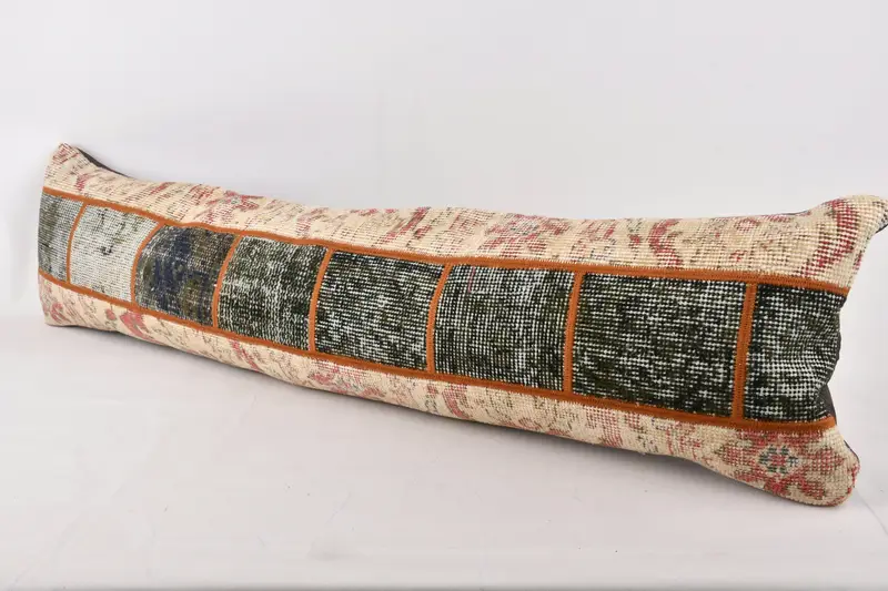 Seat Cushion Cover, Pillow Sham, Vintage Pillow, Turkish Bench Cushion, 12x43 Beige Pillow Case, Kilim Pillow Cover, Vintage Kilim Pillow - 3