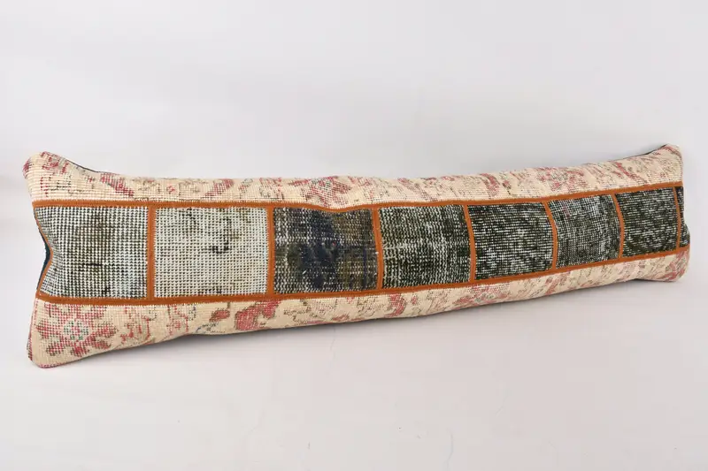 Seat Cushion Cover, Pillow Sham, Vintage Pillow, Turkish Bench Cushion, 12x43 Beige Pillow Case, Kilim Pillow Cover, Vintage Kilim Pillow - 2