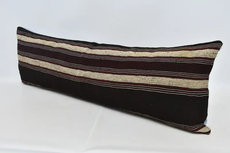 Ethnic Throw Pillow Case, Boho Pillow, Cushion Case, Pillow for Sofa, Couch Cushion Case, 16x48 Brown Pillow Cover, Ethnical Kilim Rug Pillow - 4