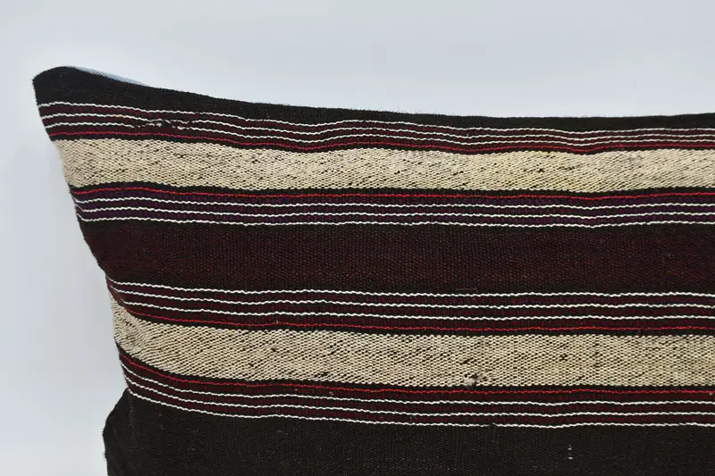 Ethnic Throw Pillow Case, Boho Pillow, Cushion Case, Pillow for Sofa, Couch Cushion Case, 16x48 Brown Pillow Cover, Ethnical Kilim Rug Pillow - 2