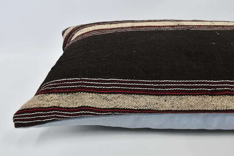 Ethnic Throw Pillow Case, Boho Pillow, Cushion Case, Pillow for Sofa, Couch Cushion Case, 16x48 Brown Pillow Cover, Ethnical Kilim Rug Pillow - 6