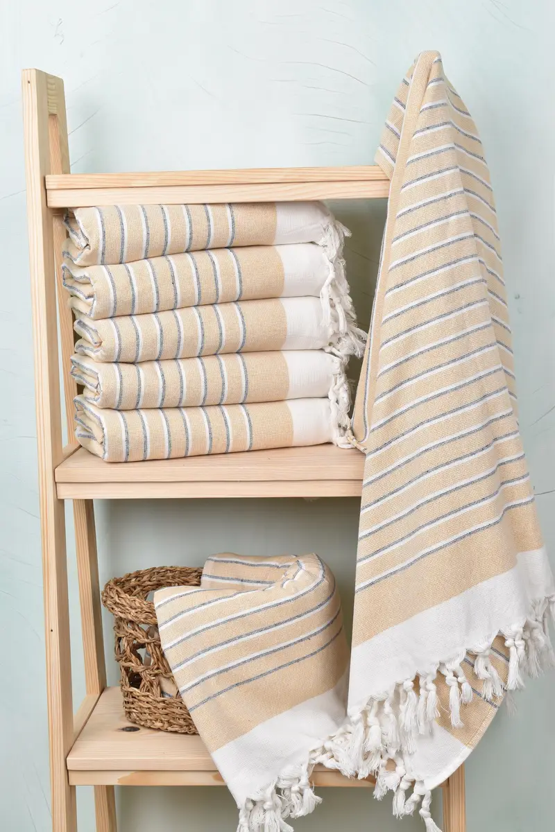 Best Friend Gift, Bachelorette Party Gifts, Turkish Towel USA, Bridal Gifts, Monogrammed Beach Towel, 68x40 Cotton Striped Terry Towel - 3