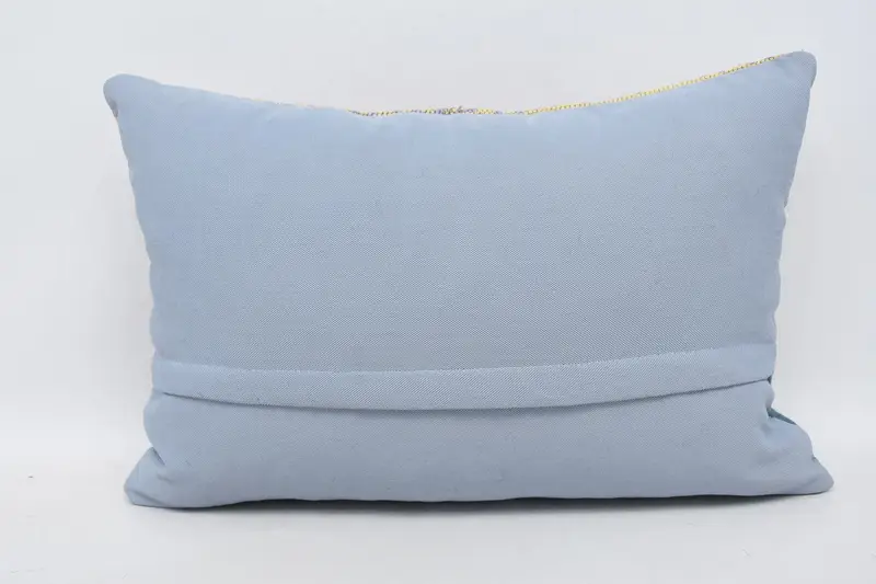 Pillow Sham, Antique Pillows, Ethnical Kilim Rug Pillow, Ottoman Cushion, Kilim Pillow Cover, 16x24 Blue Cushion - 6