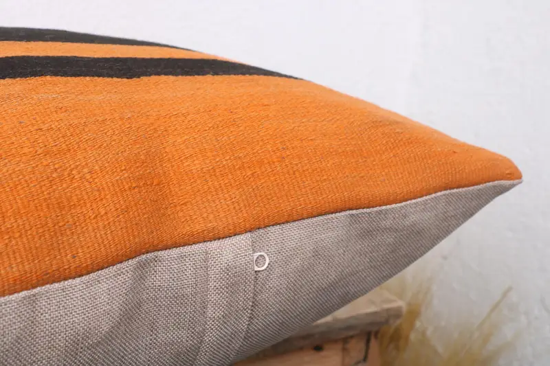 20x20 Orange Cushion Cover, Cushion, Ethnical Kilim Rug Pillow, Art Deco Pillow, Pillow for Sofa, Handmade Throw Pillow Cover, Throw Kilim Pillow - 6