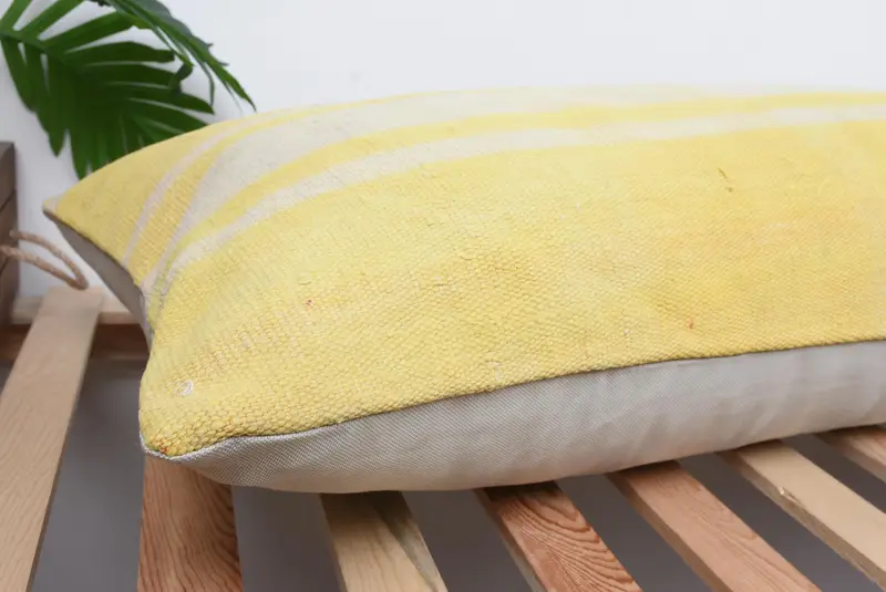 Vintage Kilim Pillow, Antique Pillows, 16x48 Yellow Cushion Case, Pastel Pillow, Ethnical Kilim Rug Pillow, Designer Throw Pillow, Cushion Cover - 6