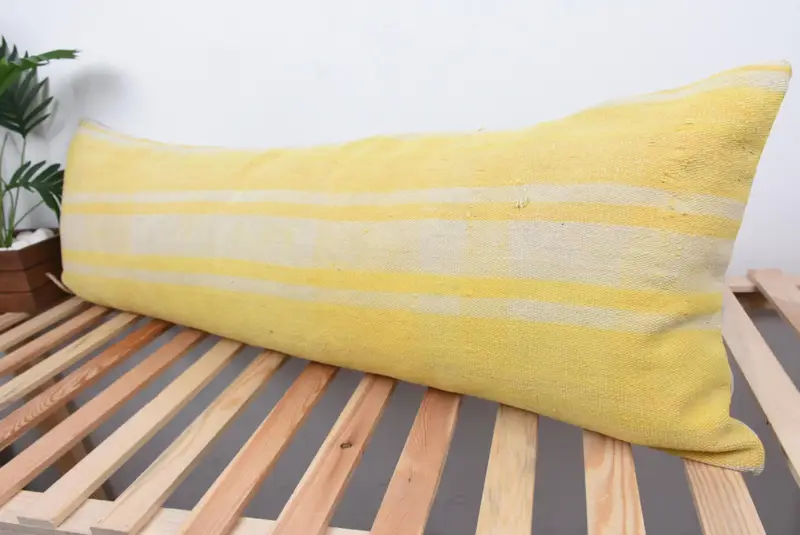 Vintage Kilim Pillow, Antique Pillows, 16x48 Yellow Cushion Case, Pastel Pillow, Ethnical Kilim Rug Pillow, Designer Throw Pillow, Cushion Cover - 5