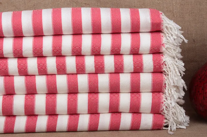 Beach Towel Turkish Cotton Beige Striped, 36x71 Inches