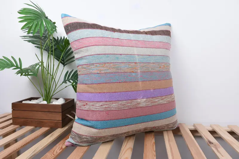 Cushion Cover, Anatolian Pillow Case, 24x24 Purple Pillow, Vintage Pillow, Customized Pillow Case, Vintage Kilim Pillow, Pillow for Couch - 4