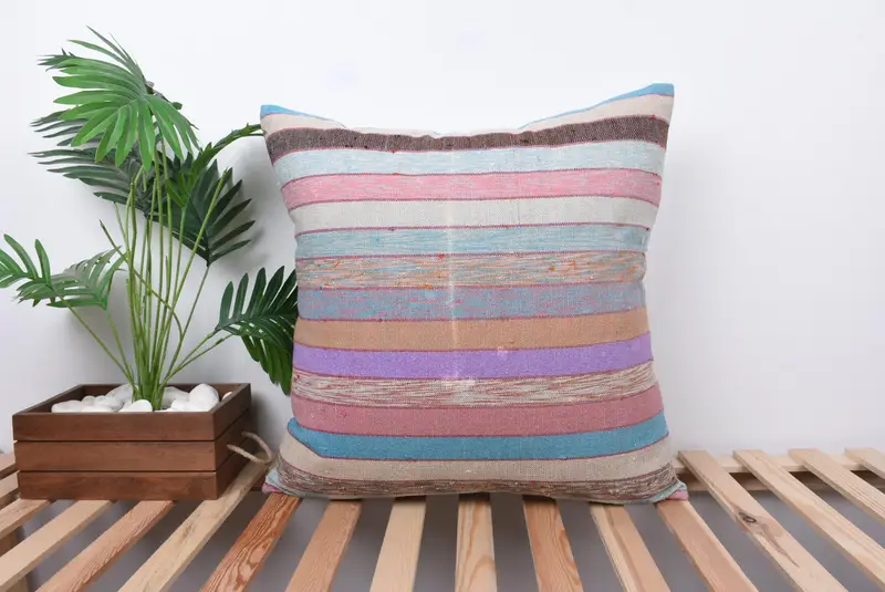 Cushion Cover, Anatolian Pillow Case, 24x24 Purple Pillow, Vintage Pillow, Customized Pillow Case, Vintage Kilim Pillow, Pillow for Couch - 1