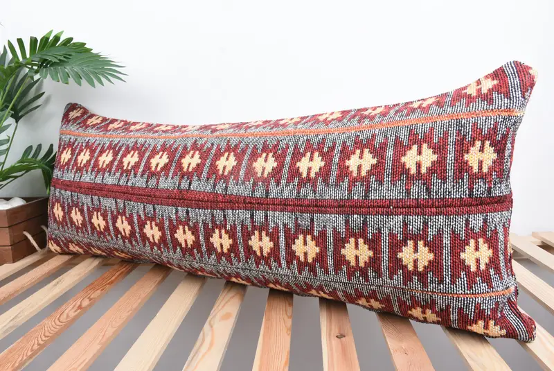 Boho Pillow Sham Cover, Toss Pillow Sham, Kilim Pillow, Cushion Cover, 16x43 White Pillow Case, Custom Pillow, Meditation Cushion Case, Gift Pillow - 5