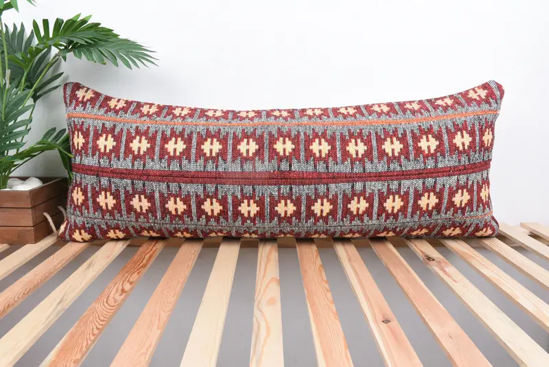 Boho Pillow Sham Cover, Toss Pillow Sham, Kilim Pillow, Cushion Cover, 16x43 White Pillow Case, Custom Pillow, Meditation Cushion Case, Gift Pillow - 1
