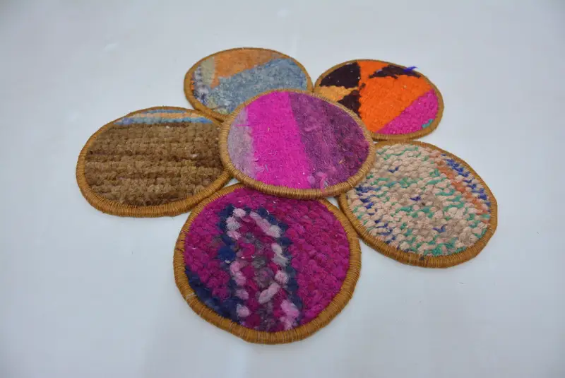 Posavasos redondo bohemio, posavasos antideslizante rosa y naranja