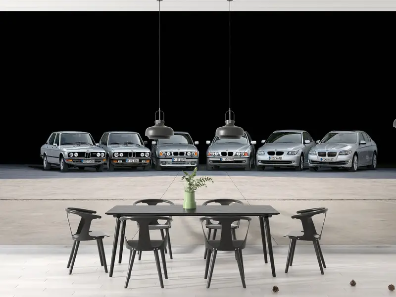 BMW All -5 -Serie -Wandkunst, BMW Autogeschichte Wandmalerei, BMW Wanddruck, BMW 5 Serie Auto Wanddekoration, Garage Mural, - 9