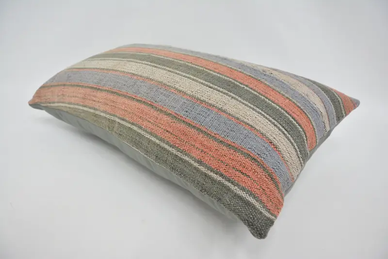 Handmade Kilim Cushion, Throw Kilim Pillow, Ikat Pillow, Turkish Pillow, Christmas Cushion, Bolster Throw Cushion Case, Pillow, 16x24 Blue Cushion - 6