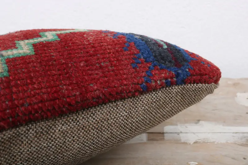 Pillow Sham, Gift Pillow, Turkish Pillow, Vintage Kilim Pillow Cushion Case, 12x12 Red Cushion Case, Ethnical Kilim Rug Pillow - 6