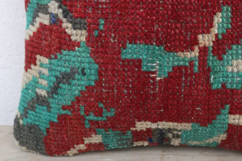 Pillow Sham, Gift Pillow, Turkish Pillow, Vintage Kilim Pillow Cushion Case, 12x12 Red Cushion Case, Ethnical Kilim Rug Pillow - 3
