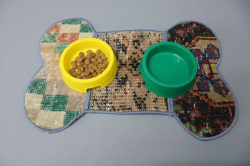 Red & Brown Kilim Pet Pad, Durable & Absorbent Pet Mat