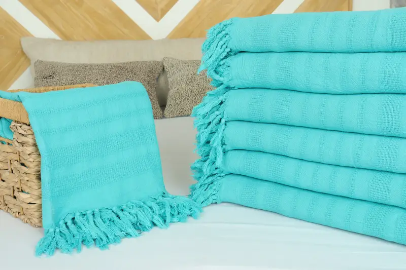 Turkish Bedspread, Bridal Shower Gift, Custom Blanket, 96x68 Cotton Stonewashed Striped Towel, Bachelorette Party Favors, Bachelor Party Gifts - 4