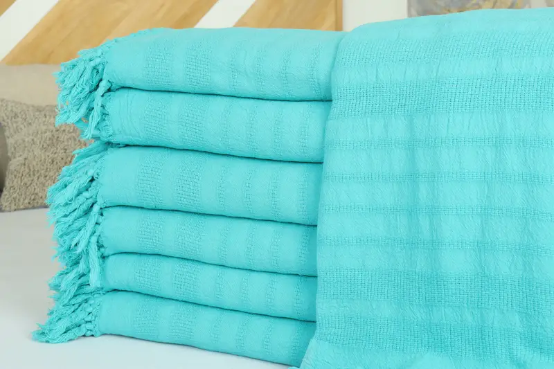 Turkish Bedspread, Bridal Shower Gift, Custom Blanket, 96x68 Cotton Stonewashed Striped Towel, Bachelorette Party Favors, Bachelor Party Gifts - 2