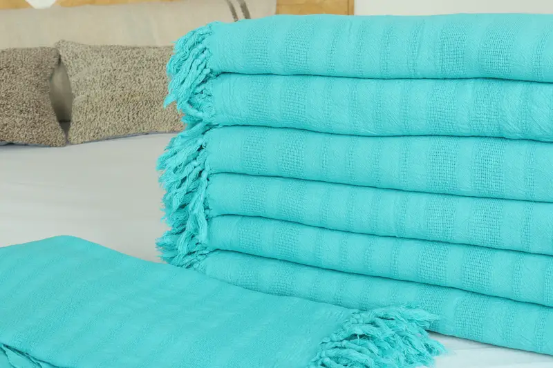 Turkish Bedspread, Bridal Shower Gift, Custom Blanket, 96x68 Cotton Stonewashed Striped Towel, Bachelorette Party Favors, Bachelor Party Gifts - 3