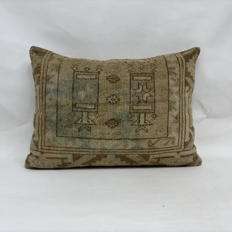 Braunes Southwestern besticktes Kissen, handgemachtes Vintage Wurfkissen