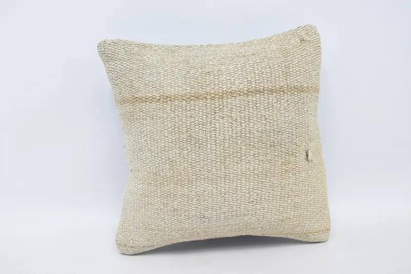 Nomadic Cushion Case, Vintage Kilim Pillow, 16x16 Beige Cushion Cover, Pillow Case, Throw Kilim Pillow, Kilim Pillow Cover - 1