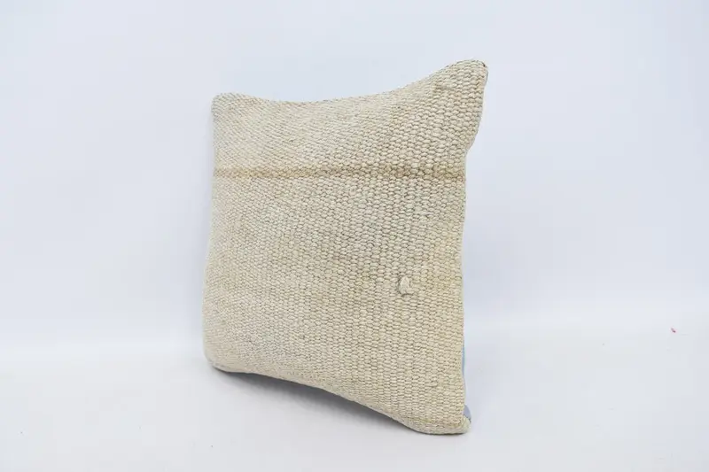 Nomadic Cushion Case, Vintage Kilim Pillow, 16x16 Beige Cushion Cover, Pillow Case, Throw Kilim Pillow, Kilim Pillow Cover - 4