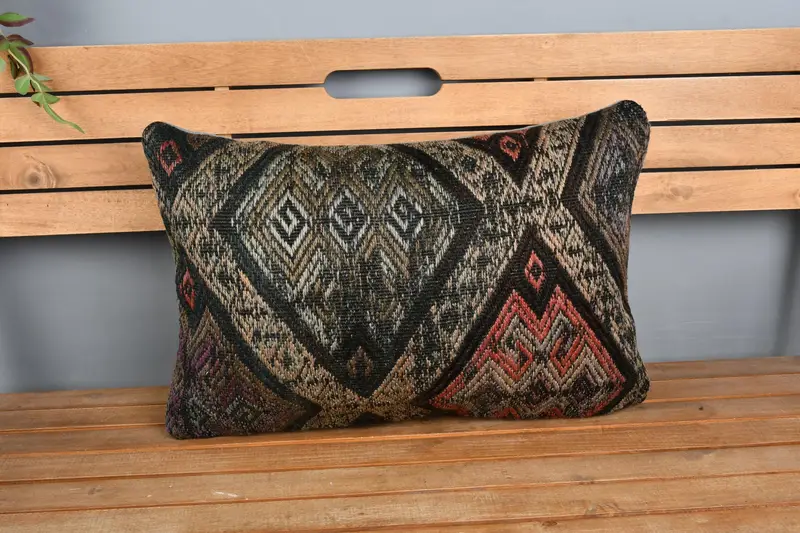 Tapestry Pillow Sham, Boho Chic Cushion, Ethnical Kilim Rug Pillow, Turkish Kilim Pillow, Boho Pillow, 16x24 Beige Pillow Case, Pillow Case - 6