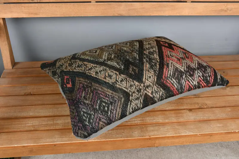 Tapestry Pillow Sham, Boho Chic Cushion, Ethnical Kilim Rug Pillow, Turkish Kilim Pillow, Boho Pillow, 16x24 Beige Pillow Case, Pillow Case - 2