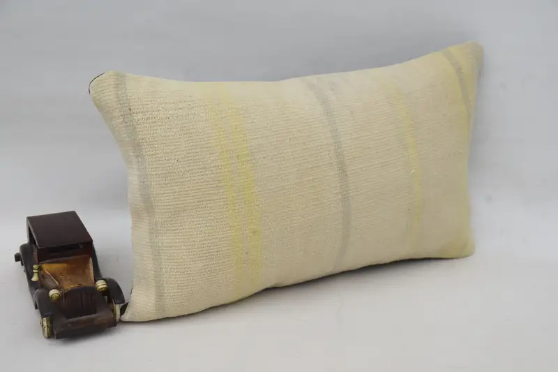 Designer Throw Pillow Case, Shabby Chic Cushion Cover, 12x20 Beige Pillow Case, Cushion Cover, Pillow for Couch, Boho Pillow, Vintage Kilim Pillow - 2