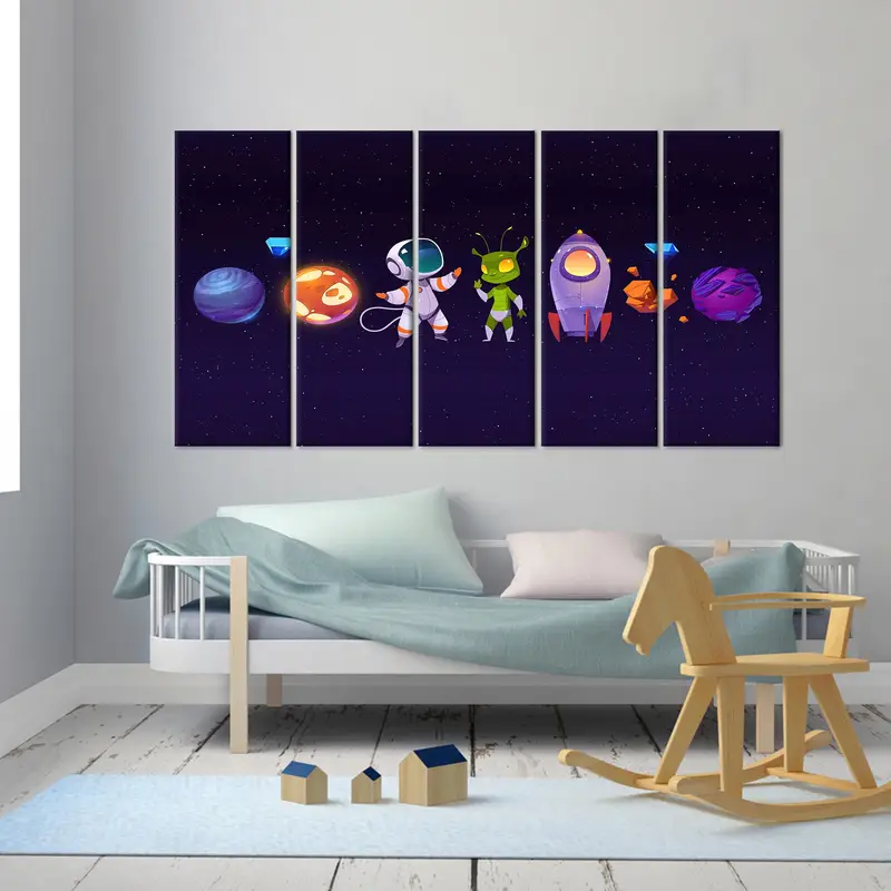 Galaxy Canvas Art, Boy Room Art Decor, Planet Wall Art, Space Pattern Decor, Solar System, Kids Room Decor, Wall Hanging Art, Canvas Decor - 3