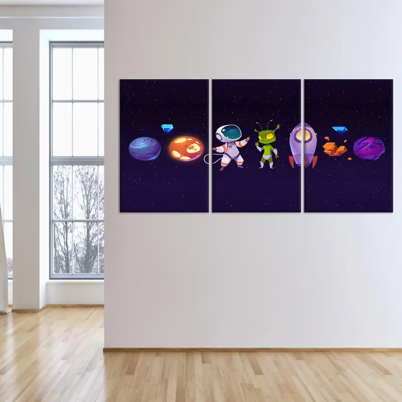 Galaxy Canvas Art, Boy Room Art Decor, Planet Wall Art, Space Pattern Decor, Solar System, Kids Room Decor, Wall Hanging Art, Canvas Decor - 1