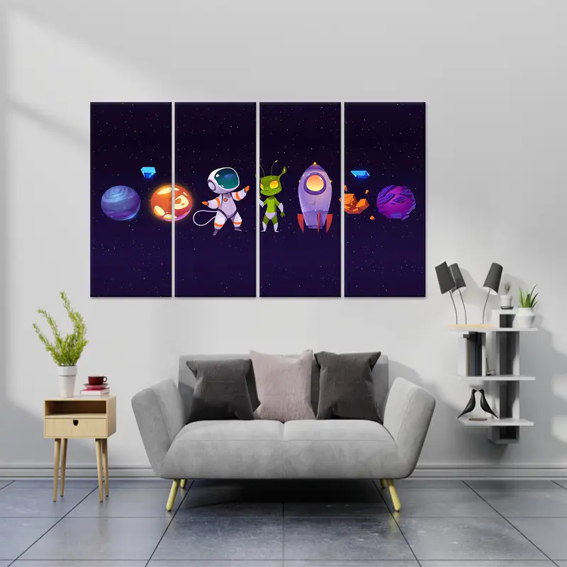 Galaxy Canvas Art, Boy Room Art Decor, Planet Wall Art, Space Pattern Decor, Solar System, Kids Room Decor, Wall Hanging Art, Canvas Decor - 2
