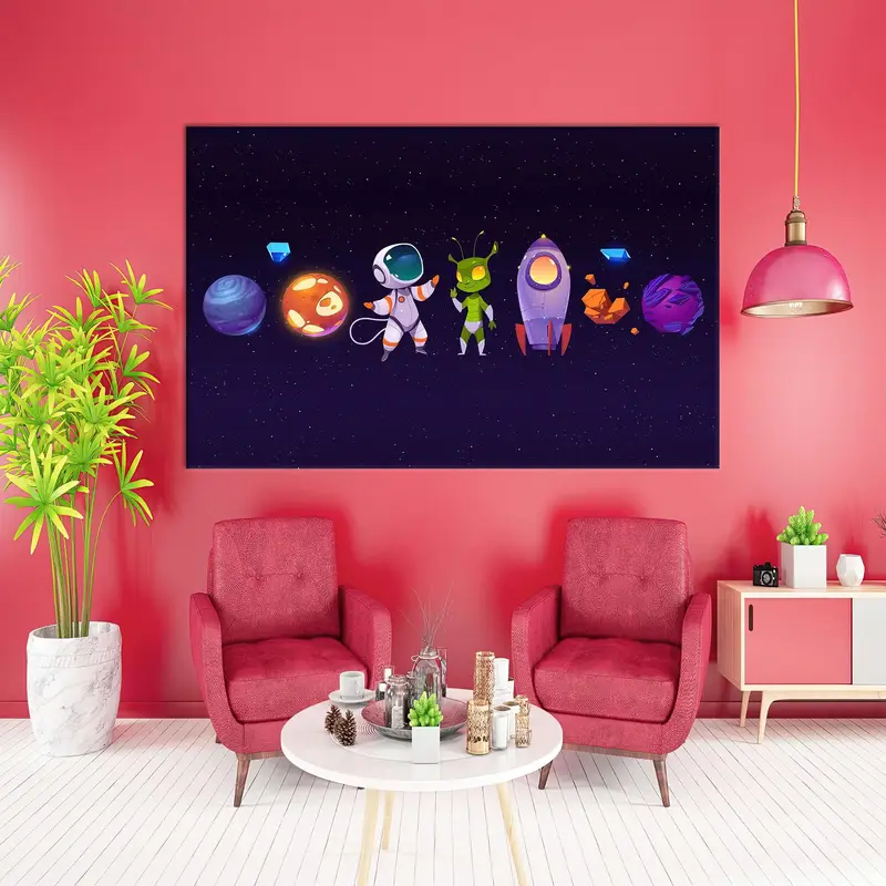 Galaxy Canvas Art, Boy Room Art Decor, Planet Wall Art, Space Pattern Decor, Solar System, Kids Room Decor, Wall Hanging Art, Canvas Decor - 8