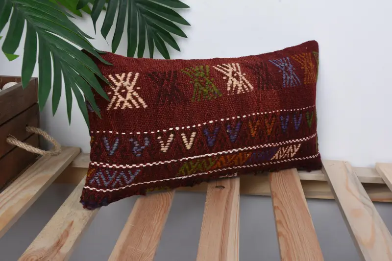Pillow Cover, 8x16 Purple Cushion, Vintage Kilim Throw Pillow, Lounge Throw Pillow, Handmade Kilim Cushion, Throw Kilim Pillow - 4